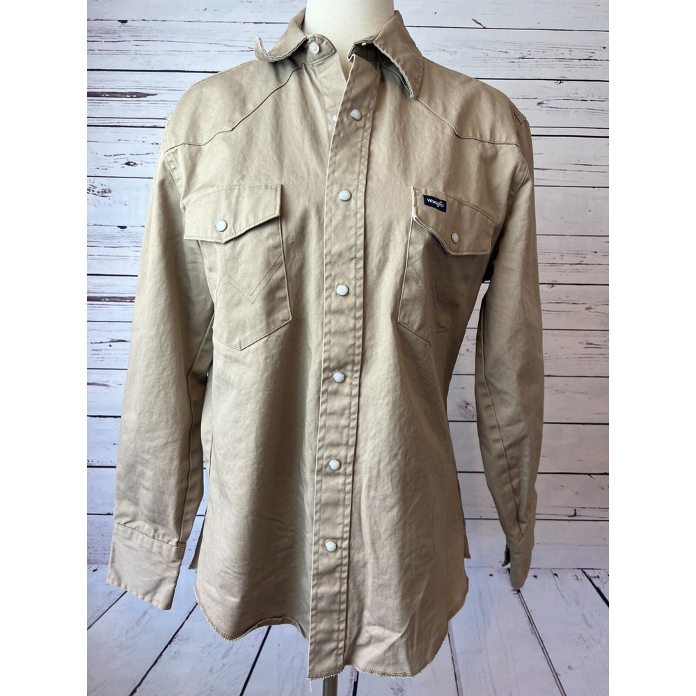 Wrangler Western Shirt Mens Medium Pearl Snap Cowboy MS70319 Cotton Brushpropper